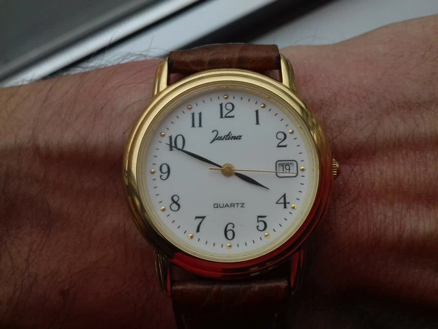 Montre Justina Quartz Calendar – Vintage Années 90 – Neuf Avec étiquettes
