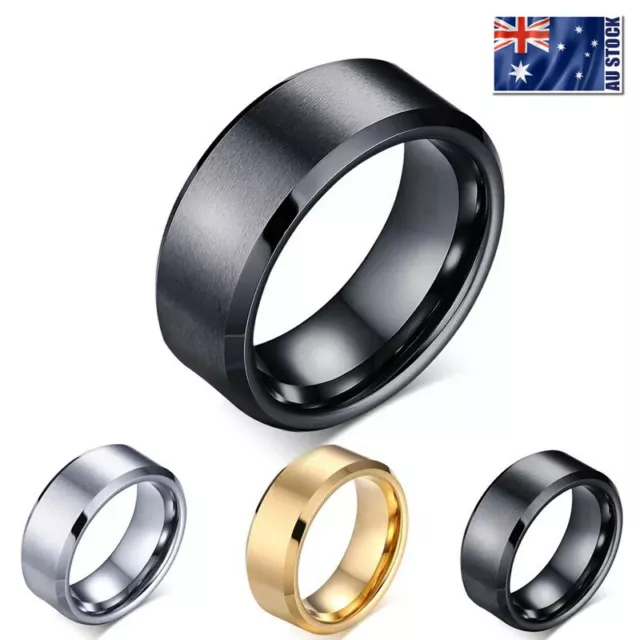 Titanium Stainless Steel 8mm Brushed Finish Men Women Wedding Band Comfort Ring