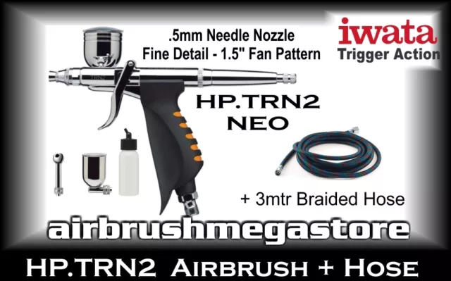 Iwata Neo Airbrush HP.TRN2 .5mm Inc: 3mtr Braided Hose + Free Insured Post