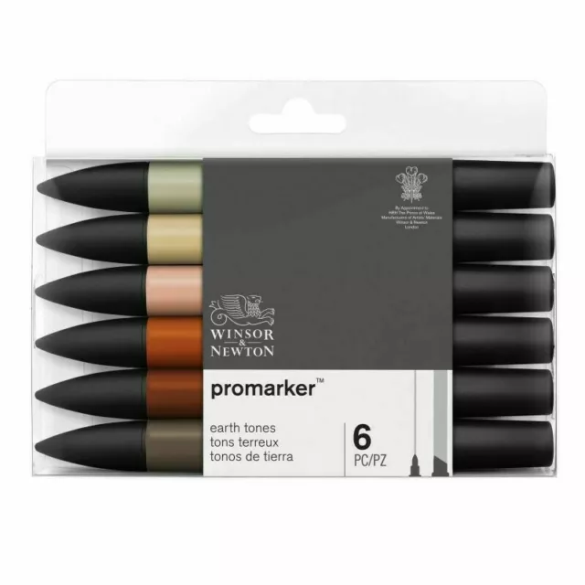 Winsor & Newton Promarker 6 Stift Pro Marker Set - Erdtöne NEU