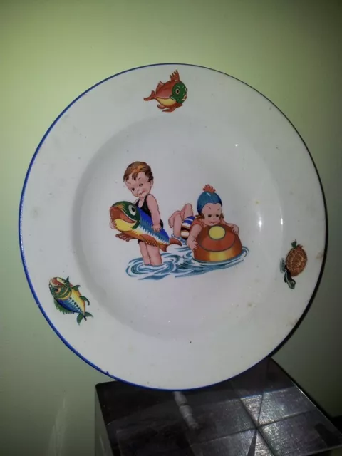 PICKMAN SEVILLA Plato Hondo Infantil Antiguo Barro Esmaltado siglo XX coleccion