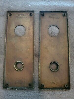 Vintage Pair RUSSWIN Fordham Door Knob Back Plates 8"x3⅛" 1900s Door Decor - C 2