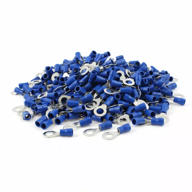 1000pcs RV2-6 Pre Insulated Ring Terminals Blue for 1/4" Stud AWG 16-14 Wire #