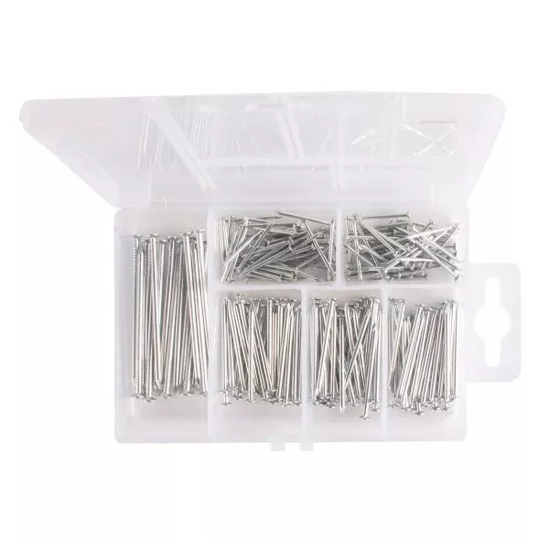 190 x Galvanised Wire Nails Panel Pins Upholstery Furniture Tacks Assorted Sizes