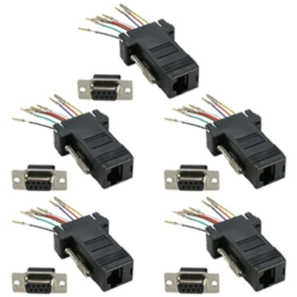 5X DB9 9 Pin RS232 Serial Port Female to RJ45 Female Network Adapter