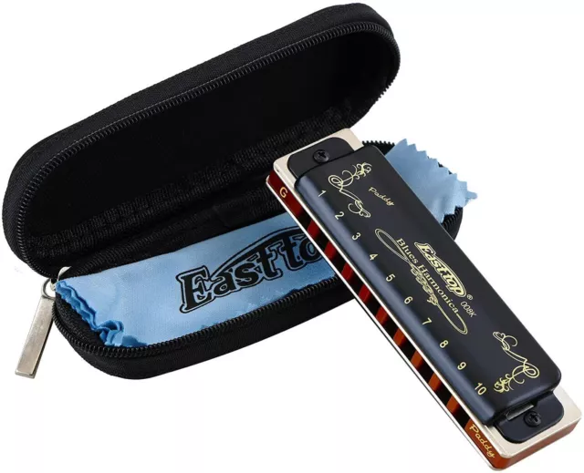 EASTTOP Diatonic Blues Harmonica key of Paddy A/C/G 10Hole Harp Mouth Organ Gift