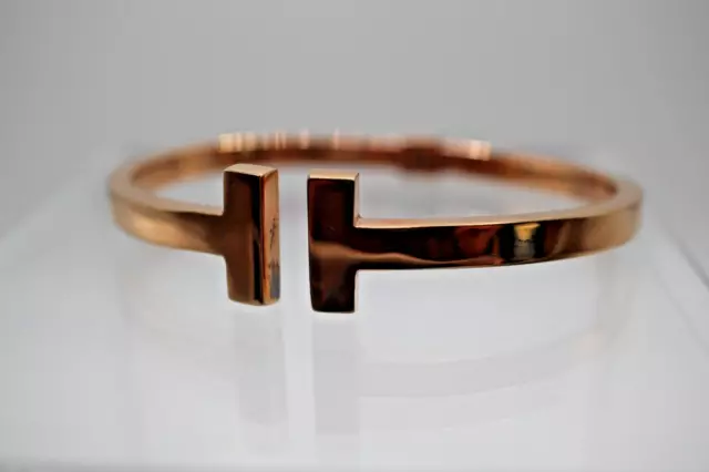 Sterling Silver 925 Rose Gold Plated Hinged Shiny 6-1/2" Bangle Bracelet Cuff