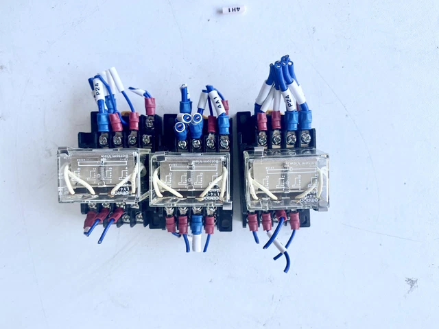 Omron LT4-D relay w/ base lot of 3