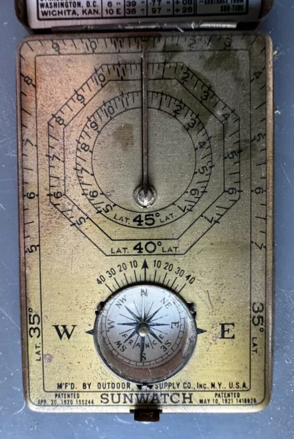 Antique Ansonia Sunwatch Pocket Sundial / Compass