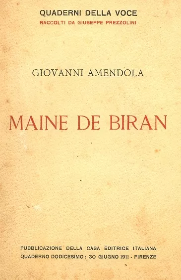 AMENDOLA Giovanni, Maine de Biran, La Rinascita del Libro 1911