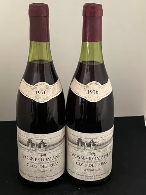 2 VOSNE-ROMANEE - CLOS DES REAS 1976 Jean GROS  Très belle bouteilles rare