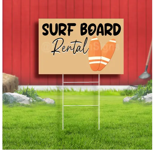 Surfboard rental Coroplast Sign Plastic Indoor Outdoor Yard Sign