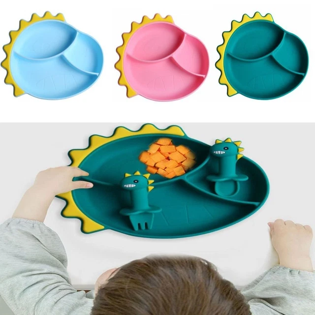 Plato de alimentación para bebé bandeja de almacenamiento de placas de silicona para niños bandeja de succión para alimentos