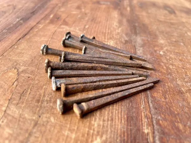 17 Old Square Nails 1850’s Antique Vintage Rusty