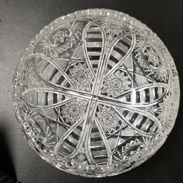 ABP American Brilliant Period Sharp Cut Crystal Glass Bowl 3-3/4" H x 8-1/2" W