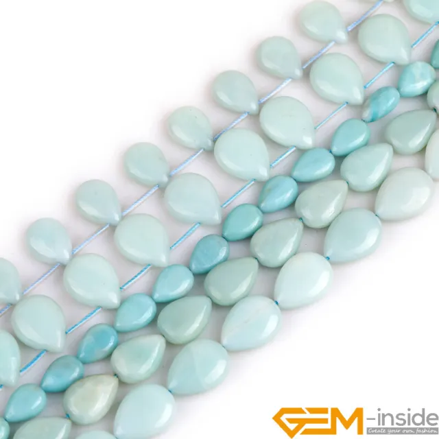 Natural Amazonite Gemstone Teardrop Loose Beads For Jewelry Making 15" 10x14mm