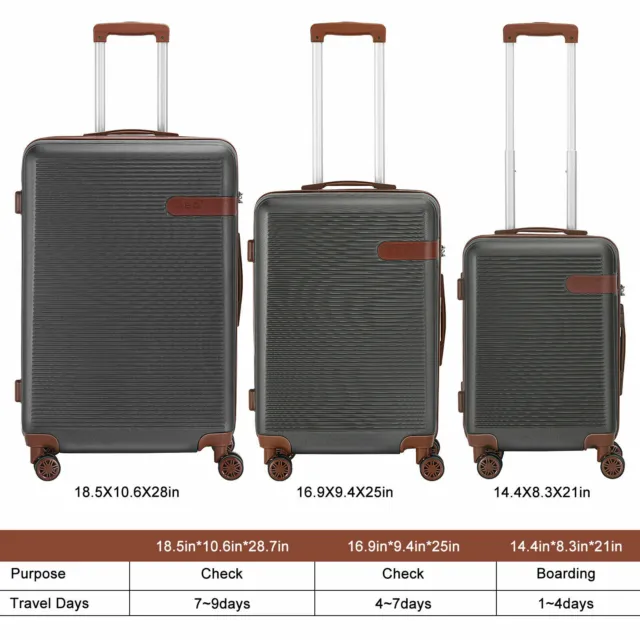 3 Piece Business Luggage Set Hardshell Suitcase Spinner Lightweight TSA Lock 3