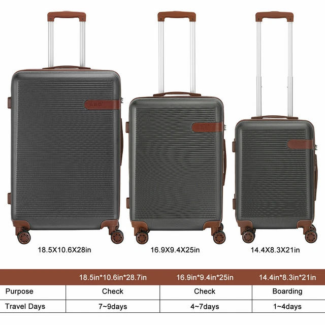 3 Piece Business Luggage Set Hardshell Suitcase Spinner Lightweight W/ TSA Lock 3