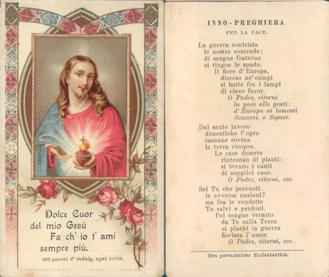 Ww2 Santino Del Soldato Inno-Preghiera X La Pace Contro La Guerra-N.4646