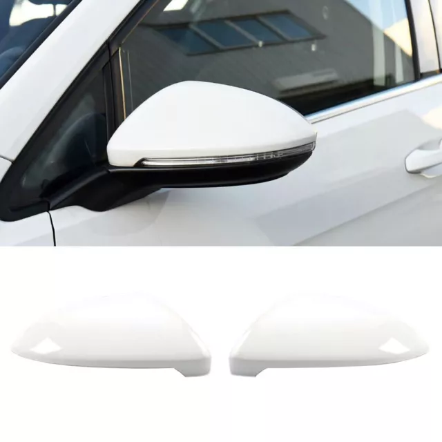 White Car Driver & Passenger Side Mirror Cover Cap For VW Golf GTI MK7 2014-2020