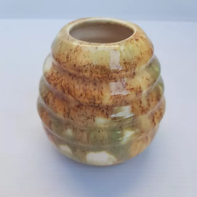 Australian Pottery Drip Glaze Vase Beehive Vintage Mottled Glazed Drip Signed