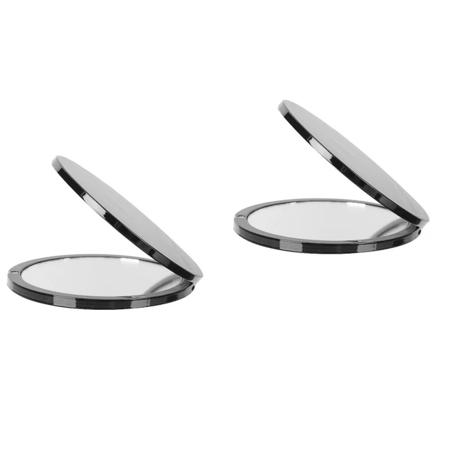 2 piezas Espejo de Maquillaje de Bolsillo Doble Cara LED Compacto Viaje Miss Mujer Mano