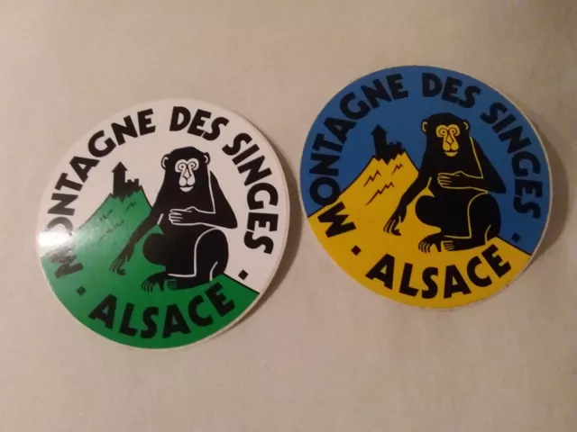 2 Anciens autocollants parc d'attraction montagne des singes  Alsace