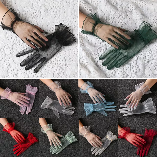 Gants En Maille Transparente Pour Femmes Mitaines Courtes À Doigts Complets R 2