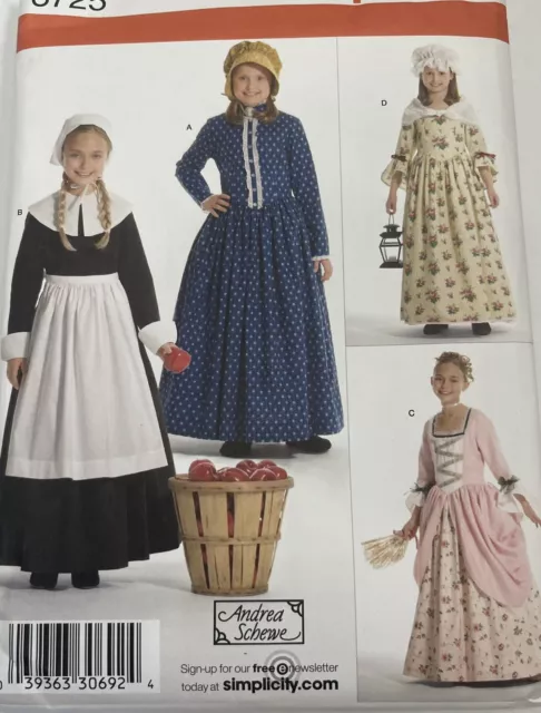 UNCUTPrairie Colonial Pilgrim Dress Costume Girl's Size 7-14 Simplicity 3725