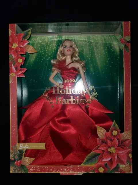 Mattel HBY06 Barbie Signature 2022 Holiday Barbie Doll, Blonde Hair