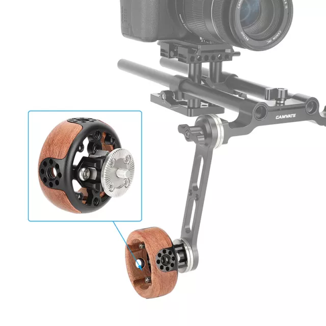 CAMVATE Wooden Handgrip With ARRI-Style Rosette Mount For DSLR Camera Kit 2