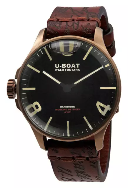 U-Boat Darkmoon Bronze Ion-Plated Steel Black Dial Leather Mens Watch 8467