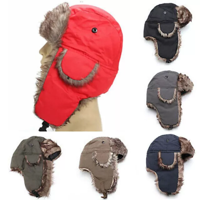 WOMEN MEN AVIATOR Trapper Hat With Ear Flaps Faux Fur Ushanka Winter ...