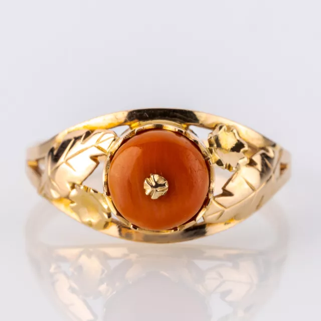 Antiker Biedermeier Ring (585er Gold) mit Koralle