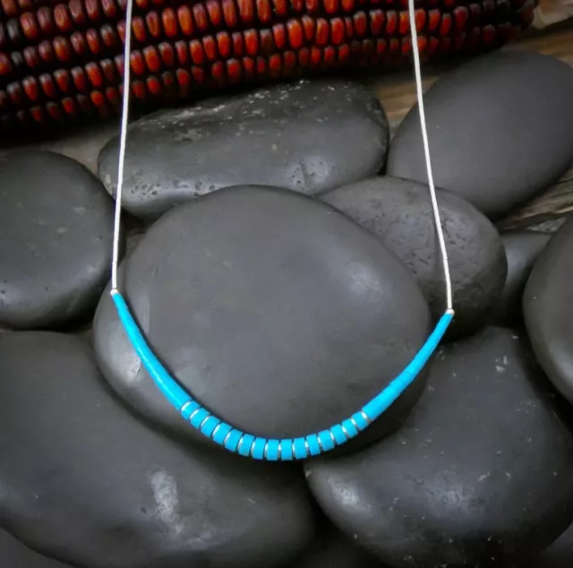 Liquid Silver Turquoise Bead Necklace 16.25 Inches