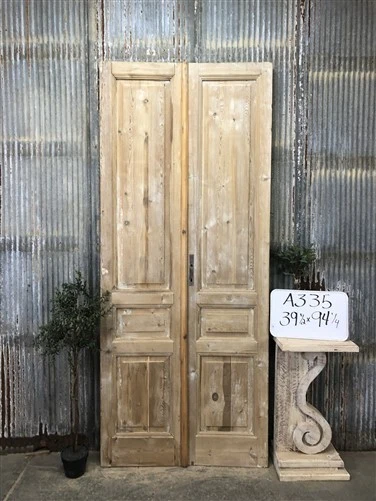 Antique French Double Doors (39.5x94) Raised Panel Doors, European Doors A335