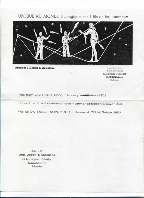 C4508/ 3 Dettloff & Assistenz aus Schweden  Jongleure Variete Zirkus 1953