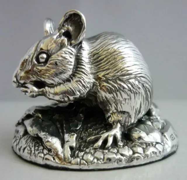 Stunning Hallmarked Sterling Silver Mouse Statue Brand New