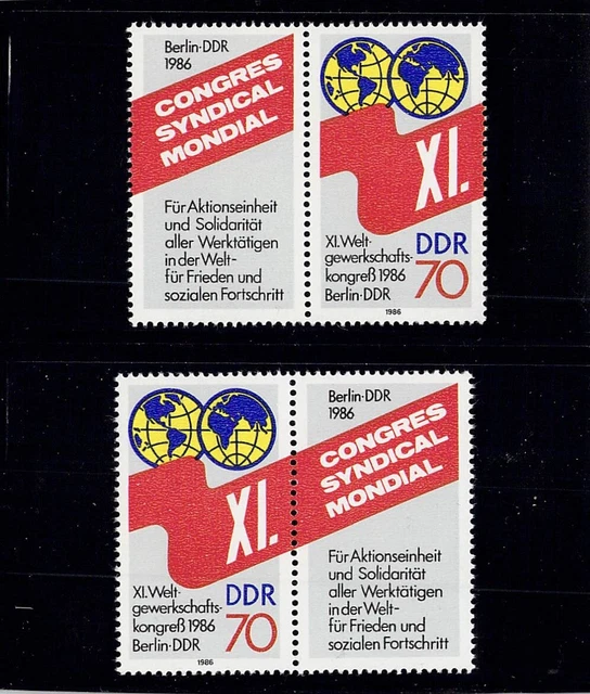 DDR 2986; 2 x Weltgewerkschaftskongress;  Mi.Nr.: 3049; postfrisch