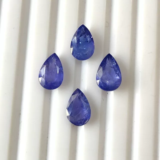 4.40 Carats Tanzanite Naturelle Poire à Facettes 4 Pièces Libre Gemme 9x6x3.5 MM