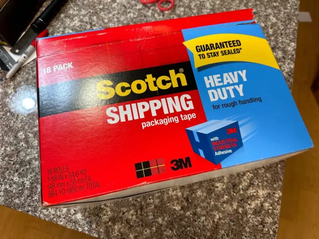 Scotch Heavy Duty Packaging Tape Cabinet Pack, 54.6 yds, 18 Rolls - NEW & SEALED