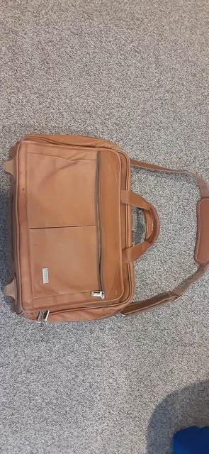 Vintage U.S.Luggage Leather Rolling Laptop Case Brown