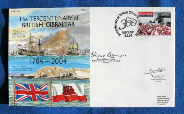 Navy Covers Tercentenary British Gibraltar RNSC(7)22 RLF22 Signed