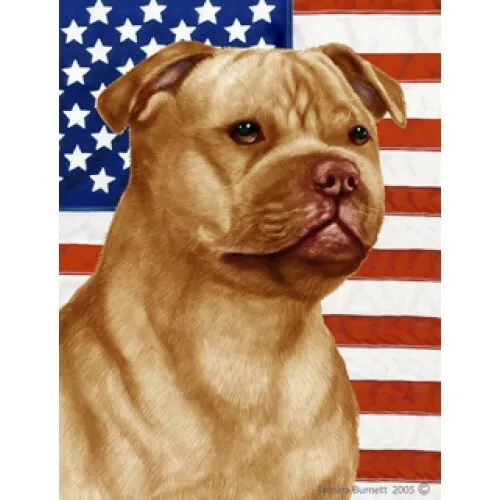 Patriotic (D2) House Flag - Orange Staffordshire Bull Terrier 32247