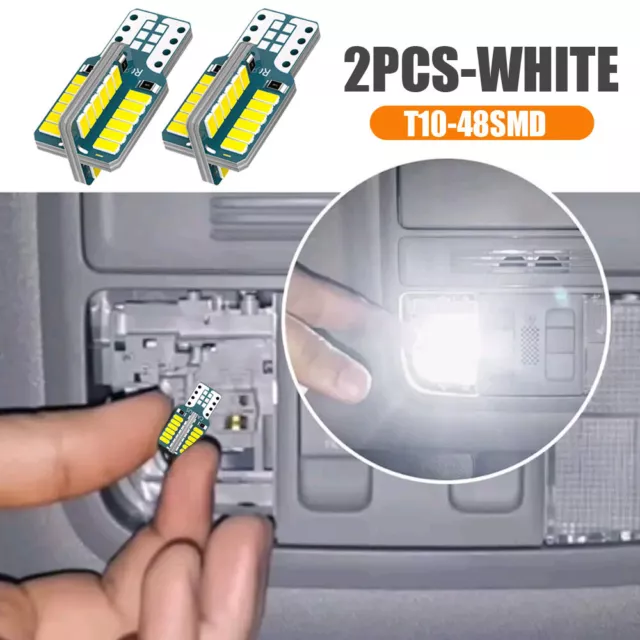 2x T10 Led Bulb Canbus W5W 48 SMDs 6500K Car Dome Reading License Plate Lamps