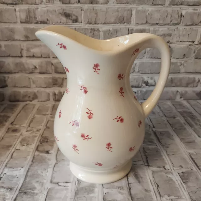 Crown Devon - Large Cream Pitcher / Jug With Scattered Flower Design - 9" Tall