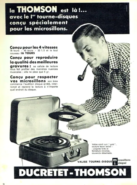 publicité Advertising 1123 1957   Ducretet-Thomson valise tourne-disques microsi
