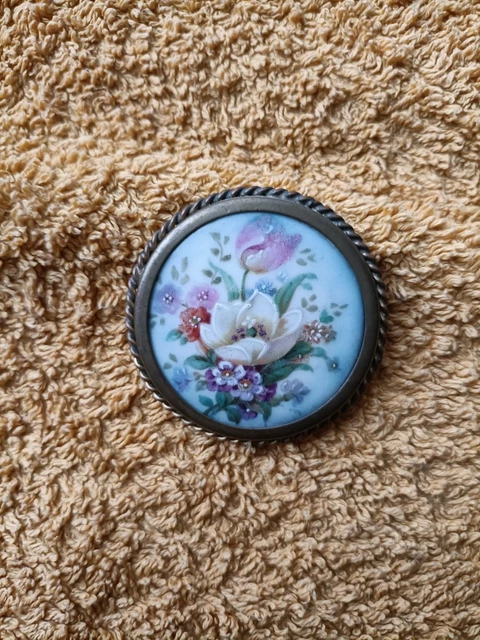 Broche Ancienne En Porcelaine De Limoges - Référence 10617J - Occasion Vintage