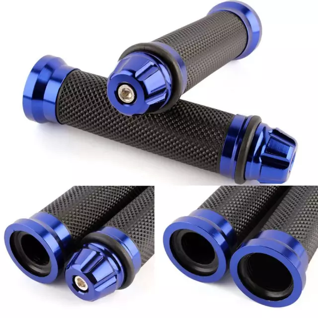 AU Universal Blue Pair Motorcycle HandleBar Handle Bar Gel Hand Grips 22MM 7/8"