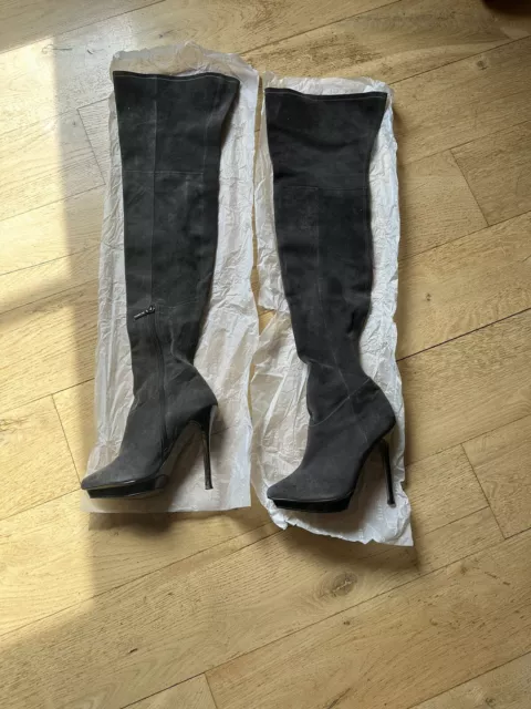 SUEDE OVER THE knee boots size 5 £20.00 - PicClick UK